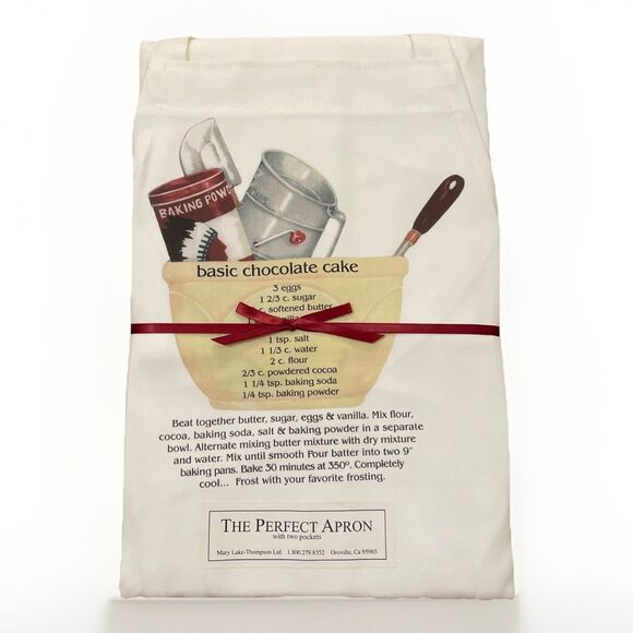 Mary Thompson The Perfect Apron Chocolate Cake Recipe Butcher Style NEW White - Picture 1 of 5